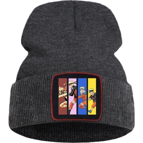 Uzumaki Naruto Running Japan Anime Beanie Hat Casual Simple Winter Hats Hip Hop Unisex Knitted Cap Outdoor Cotton Bonnet Hats