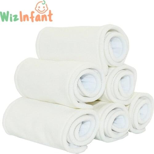 Wizinfant 5/10 Pcs 4 layers Bamboo Cotton Cloth Diaper Insert Washable Cloth Nappy for Baby Diapers 35*13.5cm Baby diaper insert