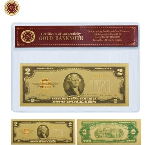 WR 1928 Year Colorful 24k 999.9 Gold Banknote Home Decorative World Paper Money Art Ornament Collectible Gift Money with COA
