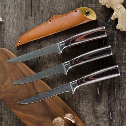 Xyj Stainless Steel 5.5 Inch Boning Fillet Knife Light-Weight Kitchen Cooking Fishing Knife Pattern Blade Wooden Handle Tool
