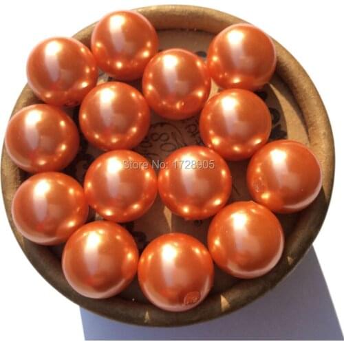 Pearls Pearl Beads Imitation Spacers fit Vase Filler 6mm TO 30 mm A37 Orange Halloween Bead with hole for Bubblegum Necklaces