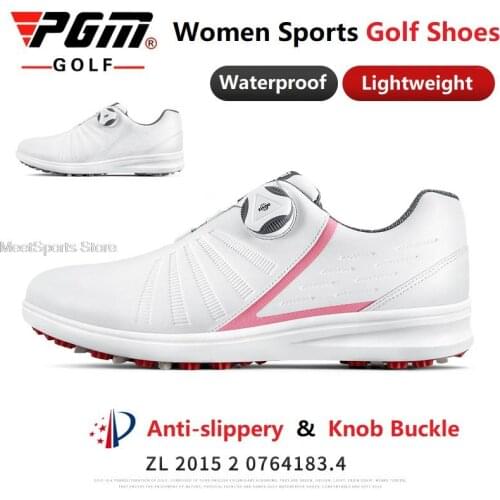 Pgm Golf Shoes Anti-Slip Women Sneakers Ladies Waterproof Lightweight Sports Shoe Rotating Buckle Golf Trainers Size 35-39