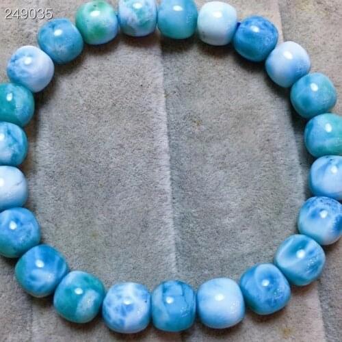 Genuine Natural Blue Larimar Stone Bracelet Women 7x7mm Barrel Beads Dominia Powerful Jewelry Genuine AAAAAA