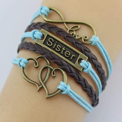 10PC Infinity Love Sister Double Heart Elephant Bracelet for Women & Men Friendship Charm Bracelet Multi-layer Bracelets Jewelry