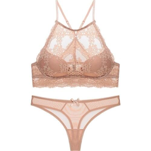 Two Piece Ladies Underwear, French Sexy Lace Bra, Lightweight, Comfortable, Seamless Thong, Hollow Gathering Bra Set