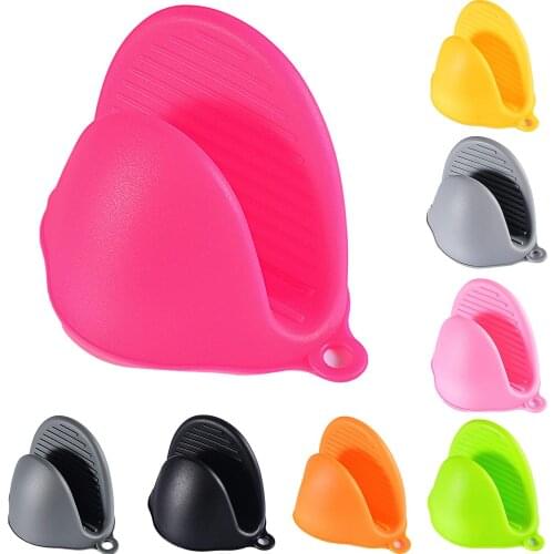 1 Pair Heat Resistant Non-slip Oven BBQ Mitts Soft Silicone Cooking Baking Gloves Hand Clip