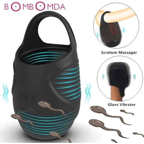 10 Modes Vibrating Penis Massager Ring Dildo Sex Toys for Men Scrotum Massager Male Chastity Cage Testicle Bondage Vibrators
