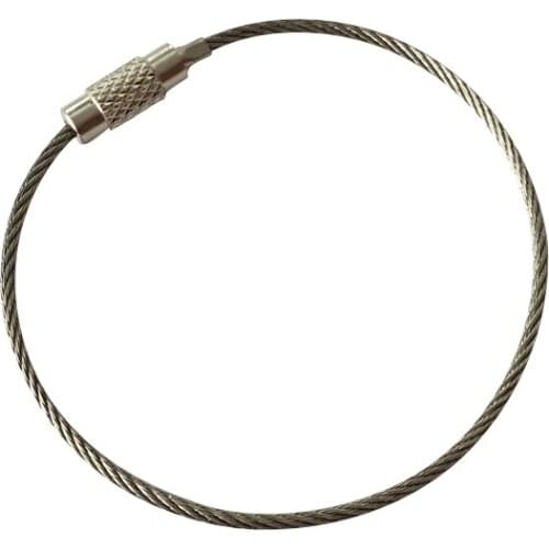 10x Wire Chain Tag Screw Luggage Rope Keyring Loop Circle Bushcraft Kit Lock Gadget Ring Keychain Tool Cable Key Steel