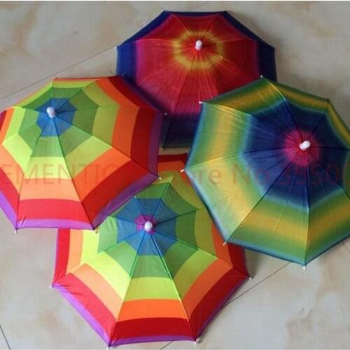 Camouflage Foldable Headwear Sun Umbrella Fishing Hiking Beach Camping Headwear Cap Head Hats Outdoor 200pcs