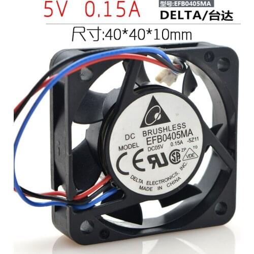 Delta Electronics EFB0405MA -5Z11 DC 5V 0.15A 40x40x10mm 3-Wire Server Cooling Fan