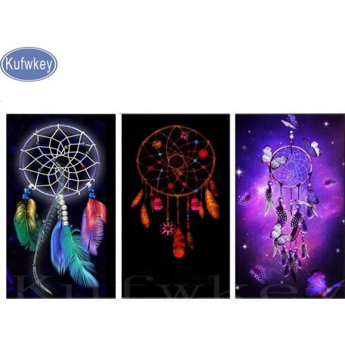 3pcs,Full,Diamond Embroidery,Indian Dream catcher,5D,Diamond Painting,Cross Stitch,3D,Diamond Mosaic,Needlework,triptych decor