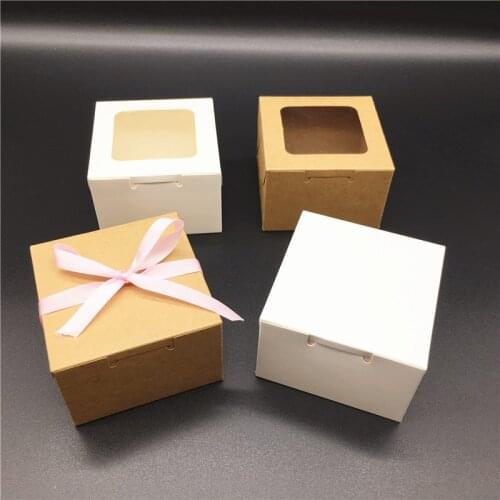 30pcs Vintage Kraft Gifts Box With Clear Window New Style Jewelry Gift Party Suppiles Merry Christmas Festival Package Boxes