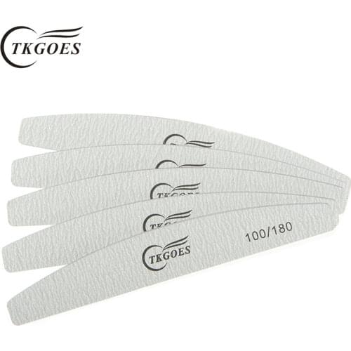 TKGOES 5pcs/lot nail files 100/180 grit moon shapes length 18CM thin 0.4CM nail buffer block for nail care polish