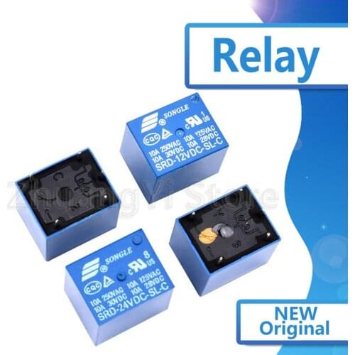 5pcs/lot Brand new original relay SRD-05VDC-SL-C SRD-09VDC-SL-C SRD-12VDC-SL-C SRD-24VDC-SL-C 5V 9V 12V 24V 10A 250VAC 4PIN T73