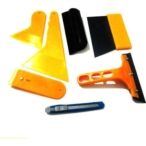 Car 3K Film Diy Tool 7 Piece Set High Temperature Resistant Soft Scraper Hf-56 Seven-Piece Set Yellow