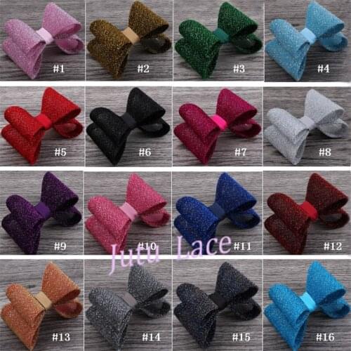 50pcs/lot 16colors sequin fabric bow -handmade shiny bowknot-gold leaves bows