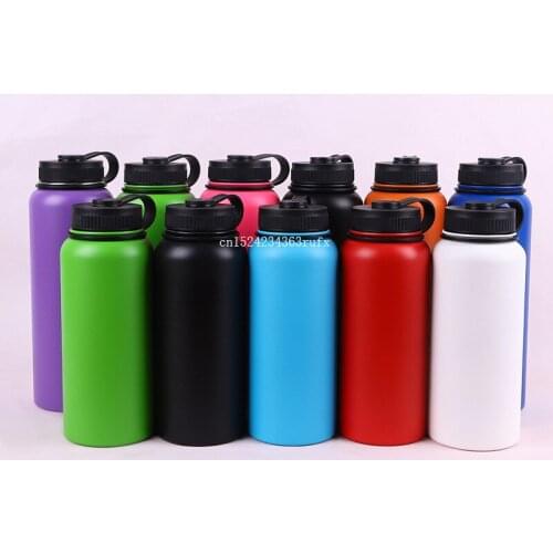 10pcs 1L 1.2L 304 Stainless Steel Water Bottles Water Bottle Vacuum Insulated Bottle Wide Mouth Big Capacity Travel Bottle