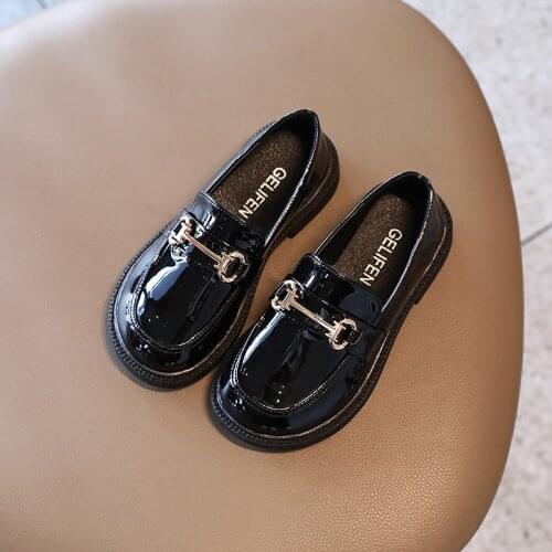 2021 Children Leather Shoes Kids Casual Sneakers Girls Shoes British Fashion Black Brown Soft Princess Shoes School Performance