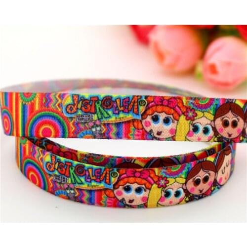 DHK 5/8'' 5yards Fold Elastic FOE distroller printed headband headwear hairband decoration OEM Wholesale C534