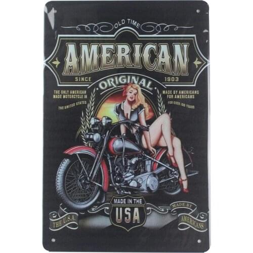 EICOCO Motorcycle pin-up Sexy Women (20x30cm) Retro Metal Tin Vintage Wall Art Sign