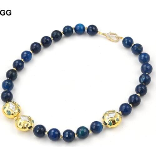 GuaiGuai Jewelry Natural Freshwater Cultured White Pearl Star Shape Green Chrysoprases Blue Faceted Agates Necklace For Women