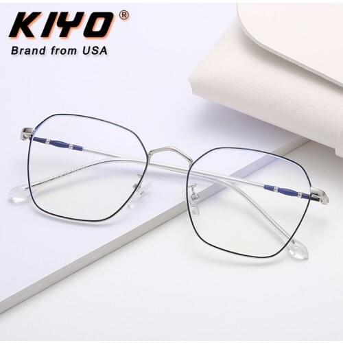 KIYO Brand 2020 New Women Men Fashion Anti Blue Light Optical Frame Metal Eyeglasses Frames Square Spectacles Glasses 1947