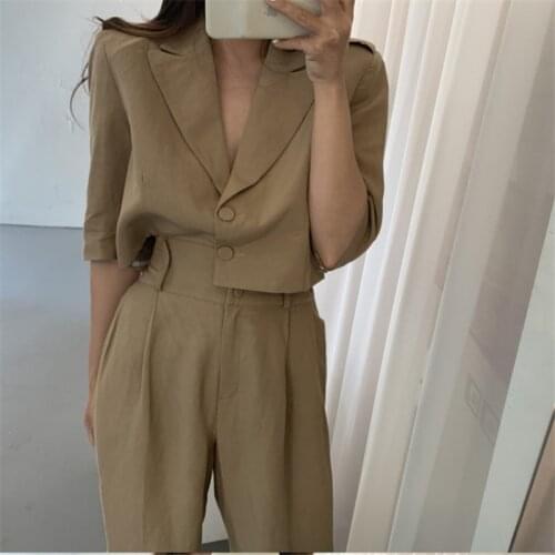 Alien Kitty 2021 Elegant Summer Thin Plus Wide Leg Pants Fashion Gentle Female Office Lady New Women Casual Two-Pieces Siut Sets