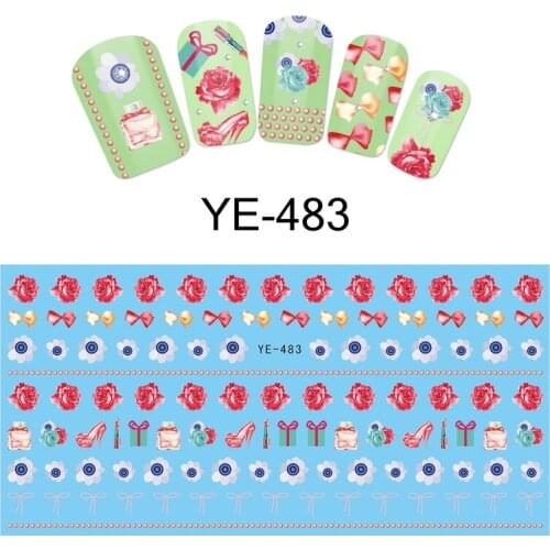 UPRETTEGO NAIL ART BEAUTY WATER DECAL SLIDER NAIL STICKER SNOW FLAKE XMAS CHRISTMAS FLOWER ROSEMARY YE483-488