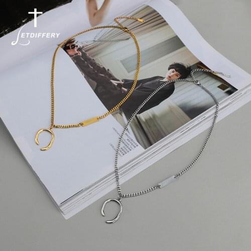 Letdiffery Fashion Irregular Semicircle Pendant Necklace Stainless Steel For Women Birthday Party Jewelry Gifts