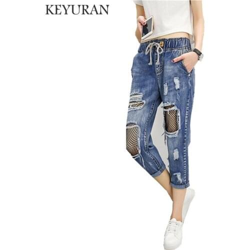 Summer Hole Ripped Boyfriend Jeans Women Fashion Loose Vintage High Waist Jeans Plus Size Jeans 5XL Pantalones Mujer Vaqueros