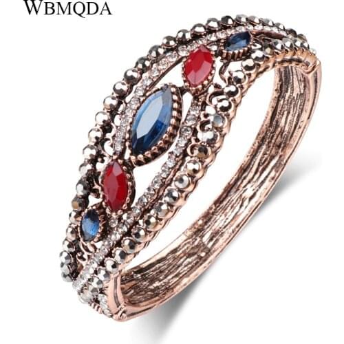 Hot 2018 Ethnic Indian Crystal Antique Gold Bracelets Bangles Vintage Bohemian Cuff Bracelets For Women Accessories Love Gift