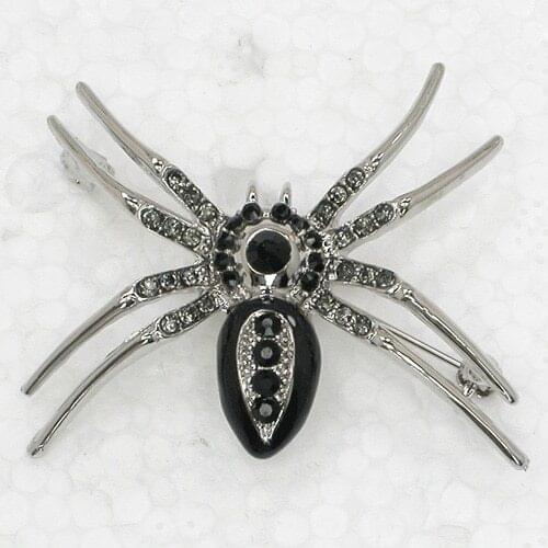 Fashion brooch Black Rhinestone Enamel Spider Pin brooches C449 H
