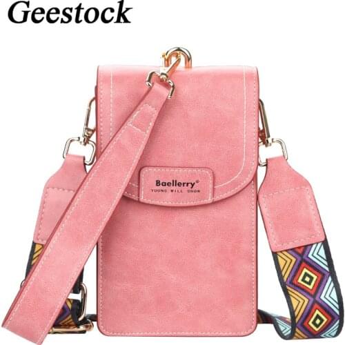 Geestock Fashion Shoulder Phone Bag for Womens Luxury PU Leather Clutch Crossbody Bags Cell Phone Pocket Bohemian Strap