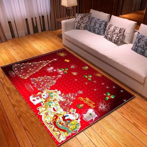 Cartoon Xmas Entrance Doormat Christmas 3D Print Rugs Long Strip Kitchen Mat New Year Decor For Room Carpets Home Bedroom Living