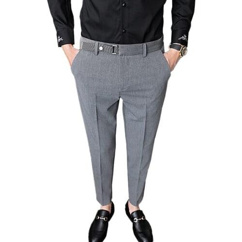 Autumn and Winter Black Men Trousers Gray Khaki Male Pant Fashion Slim Fit Pantalones Hombre High Quality 28-36