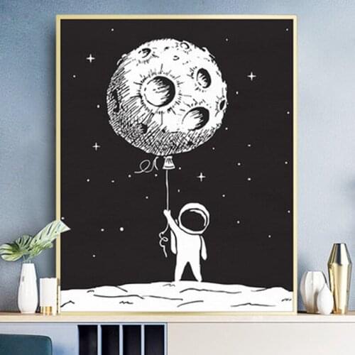 Cartoon Space Astronaut Painting by numbers 50x40cm Universe Planet Exploration Poster Home Decor Painting Wall Art Pictures
