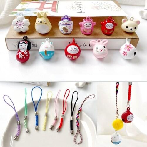 Copper and wind bell pendant and wind cat doll cherry blossom pendant diy mobile phone lanyard anti-lost