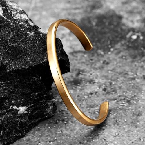 Black Rose Gold Golden steel color simple fashion bracelet mens womens C-shaped opening stainless steel bracelet Couples gift