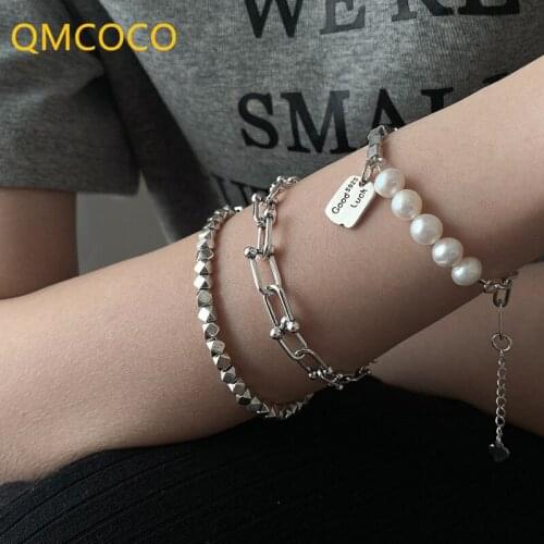 QMCOCO 925 Silver Rhombus Geometry Bracelet Woman INS Design Light Luxury Delicate Birthday Party Jewelry Accessories For Women