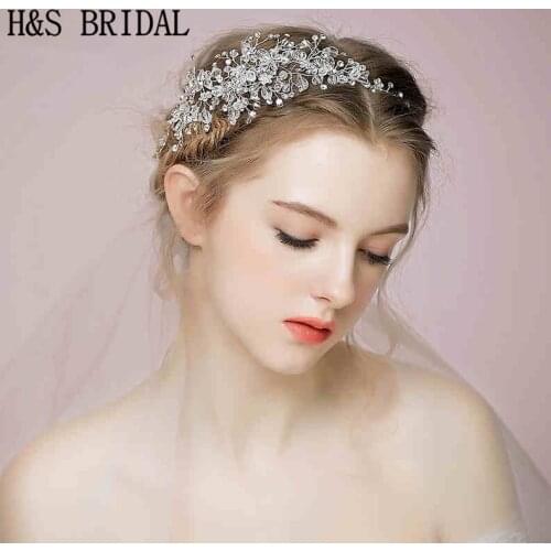 H&S BRIDAL Crystals Romantic Hair jewelry Bridal Headpiece Wedding Accessories hair accessories couronne de mariage