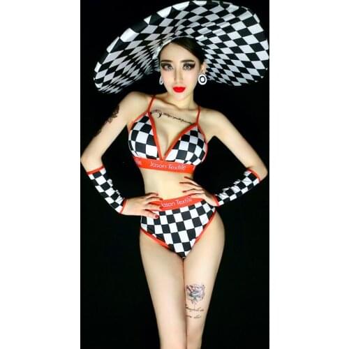 Sexy Jazz Dance Costume Women stage dance wears Bar party dj gogo sexy swimsuit bikini ds costumes