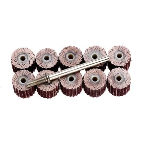 10Pcs 240-Grit 10 x 10x 3mm Sanding Flap Disc Grinding Flap Wheels Brush Sand +Mandrel for Dremel Rotary Tool Dremel Accessories