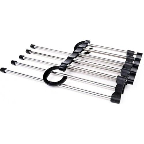 Clothes Hanger Pant Rack Shelves Stainless Steel Hangers for Clothes Multi-functional Folding Magic Hanger Scarf Clothes Storage