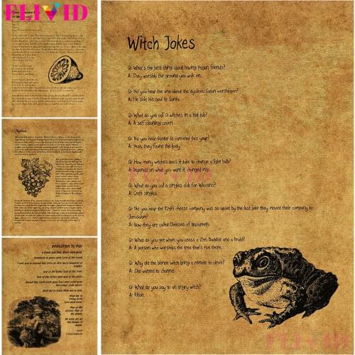 Vintage Witchcraft Shadow Book Nordic Poster Wall Art Canvas Painting Wall Pictures Alchemy Mantra Decor Wizardry Spell Unframed