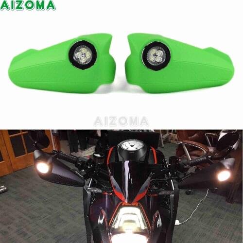 Green Dirt Racing Bike 7/8"& 1'' Hand Gurads Supermoto Motocross LED Handguards Shiled For Kawasaki KLX/KLR/KX 125/250/300/450