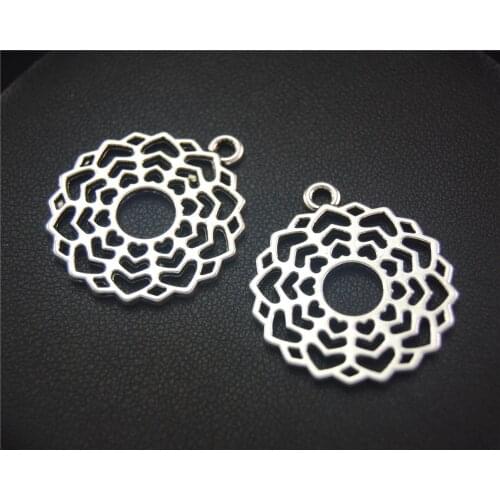 10Pcs Silver Color Chakras Charm meditation yoga charms Fit Bracelets Necklace DIY Metal Jewelry Making 26X30Mm A2034
