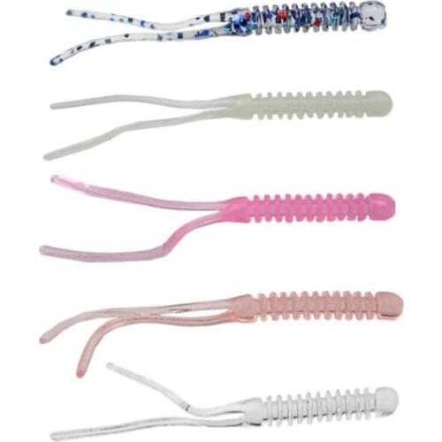 12Pcs Silicone Fishing Lure Artificial Silicone Soft Worm Swimbait 55mm Fishing Bait Tackle Bass Simulation Mag Got Soft Lure