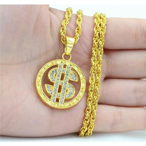 2021 Cross Border Popular Jewelry Electric Syllable Hip Hop Necklace Us Dollar Symbol Gold Pendant Necklace Jewelry Pendants