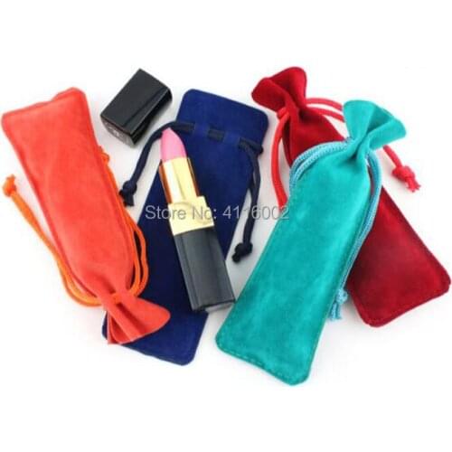 500pcs Colorful Velvet Jewelry Drawstring Pouch Flannelette Pocket Perfume Toothpick Lipstick Packaging Bag