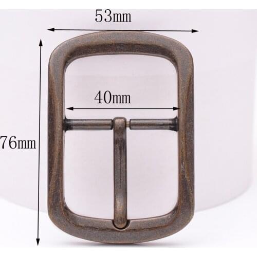 76*53mm(inner40mm) Heavy Duty Solid Antique Copper Two-Tone Center Bar Pin Belt Buckle